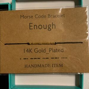 Sannyra Morse code initial disc beads “Enough” adjustable silk cord bracelet